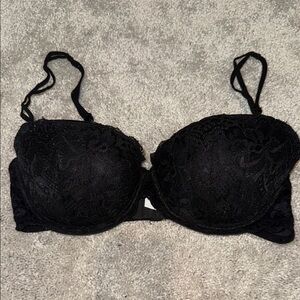 PINK Victoria's Secret Black Lace Push-Up Bra